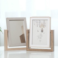 Mirror photo frame - 2-sided wooden photo frame - tabletop photo frame