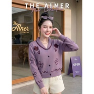 Thealner-AN870 (Purple Long-Sleeved Shirt Set With Collar And White Shorts)