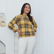 KEMEJA Women's Plaid Shirt | Korean shirt Women's Flannel Shirt Sleep Collar