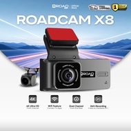 RoadCam X8 Dual-Channel Dashcam 4K 2160P Front + 1080P Rear | Wi-Fi Control | 24H Recording