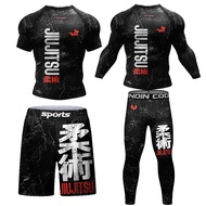 Jiu Jitsu Rashguard MMA T Shirt Pants For Men Fitness Suit Brazilian Grappling Bjj Boxing Rash Guard Sports Clothing Gym Shorts