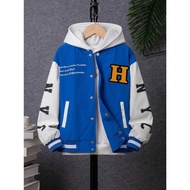 Unisex Children's Varsity Baseball Jacket Unisex Fleece Button Children's Bomber Jacket INITIAL H NY