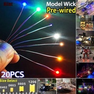 [dhiinto] 20pcs Pre-soldered Micro SMD LED Pre-wired Light Diode 0402# 0603# 0805# 1206#