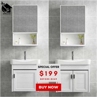 40/50CM Vanity Set Bathroom / Aluminium Basin With Mirror Cabinet