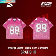 Oversized Pink Fullprint Coquette Jersey With Free Custom Name Set DVS SPORTWEAR Coquette Jersey
