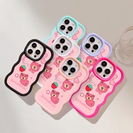 Cute Bear love strawberry case for Samsung A51 A52 A52S A53 5G A54 A55 A73/Samsung S22 Ultra S23 Ult