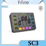 FIFINE AmpliGame SC3 Gaming Audio Mixer, Streaming RGB PC Mixer with XLR Microphone Interface