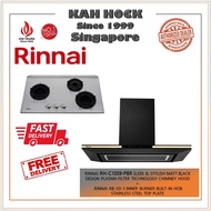 RINNAI RH-C1059-PBR SLEEK  STYLISH MATT BLACK CHIMNEY HOOD + RINNAI RB-3SI INNER BURNER BUNDLE