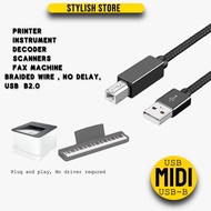 Braided USB Printer Cable USB Type B Cable OTG MIDI for Electric Piano Music Audio Decoder Electroni