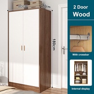KEKEE【NEW】 2 Door Wood Wardrobe Clothes Storage Cabinet White Almari Baju Almari Pakaian 180cm Putih Bedroom Almari Kabinet 衣柜