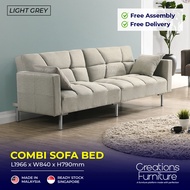 COMBI Sofa Bed / Relax Fabric Sofa / 3 seater Sofa / Metal Legs Sofa / 3 Motion Sofa / Soft Fabric Sofa / Blue Brown Grey Color / Home Living Sofa