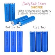 Rechargeable 18650 Lithium Ion 3.7V Battery/Bateri 18650 Boleh Cas 3.7V [1200/2400/3000 mAh] - Flat Top &amp; Button Top