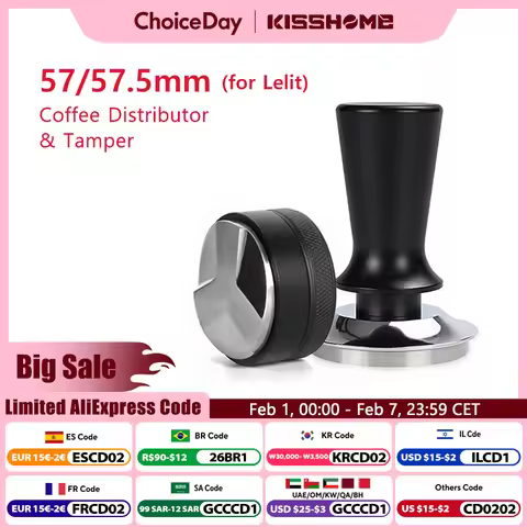 Coffee Tamper 57mm 57.5mm Constant Pressure Elasticity Distributor Tools For Lelit Anna Barista Espr