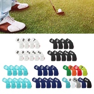 [mfnpqcn] 9Pcs Golf Iron Headcover Golf Club Head Cover 4-9,PW,SW,AW Waterproof Protection PU Protec