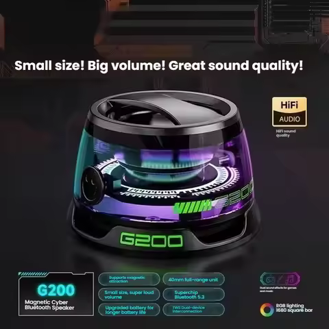 Portable Bluetooth Speaker HECATE G200 RGB Lighting Magnetic Speaker BT5.3 Mini Sound Box 7 Hours Pl
