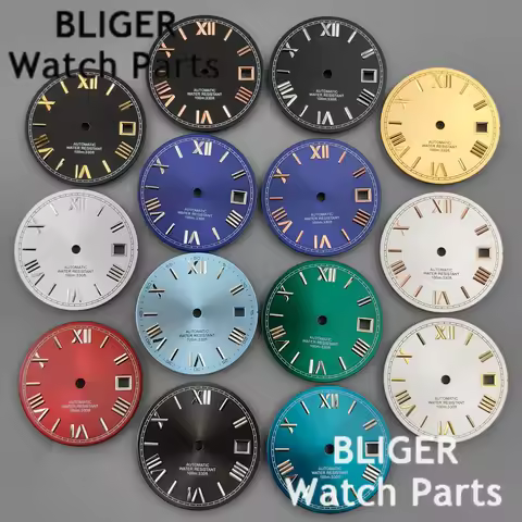 29MM Steel Roman Numerals Dial For DJ Sky Blue Gold Grey Sunburst Dial Fit NH35 NH36 DG2813 PT5000 A