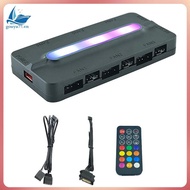 [gouyu77.vn] ARGB Controller 5V/3Pin ARGB 4Pin Fan PWM HUB PWM ARGB Fan Hub ARGB Hub Splitter for Co