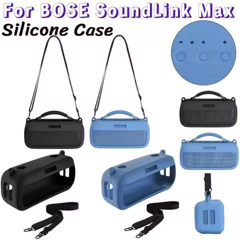 Silicone Cover Shockproof Travel Carrying Case with Shoulder Strap for Bose SoundLink Max Speaker