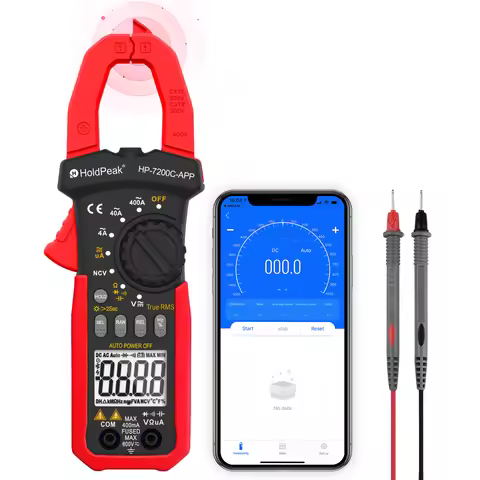 HoldPeak HP-7200C 4000 Counts AC True-RMS Clamp Multimeter with APP, Bluetooth, 600V CATII, 400A, fo