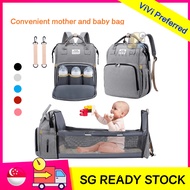 🔥[SG Seller]🔥 3 in 1 Diaper Bag Backpack with Changing Station,Foldable Baby Bed with Insulated Pocket, Baby Bag
