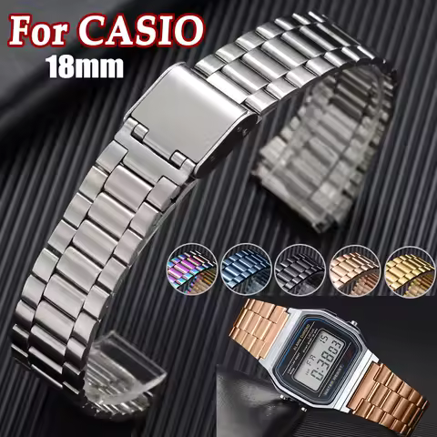 Ultra-thin Classic Small Square Bracelets for CASIO18mm for F91W F84 F105 F108 A158 A168 AE1200/1300