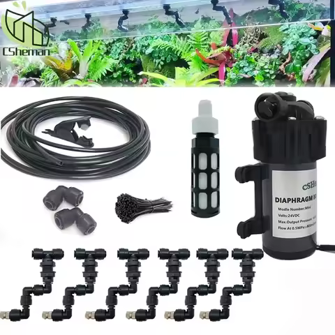 HEMAN DIY Rainforest Misting System Kits,Mini Silent Pump Fog Machine sprinklers Reptile Fogger Terr