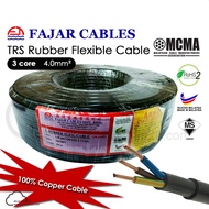 FAJAR 3 Core 4.0 mm TRS Rubber Flexible Cable PER METER 100% Pure Copper 3core 4.0mm 4mm 4 mm