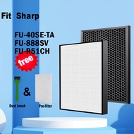 For Sharp FU-40SE-TA FU-60SE-TA FU-888SV FU-R51CH Air Purifier HEPA Filter and Carbon Filter FZ-40SE