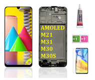 จอ OLED มีกรอบสำหรับ Samsung Galaxy M21 M31 M30S M30แอลซีดีพร้อมหน้าจอสัมผัส