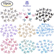 10pcs Transparent Glass Charms Mixed Style Butterfly Mixed Color 9.5x11x3mm Hole: 0.8mm