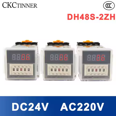 Digital LED Programmable Timer Relay Switch DH48S-2ZH 0.01S-99H99M DC24V AC220V Delay Timer Socket B