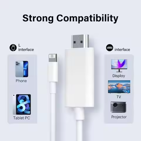 HDTV Cable For iPhone 14 13 HD Video Projector Monitor HDMI-Compatible Cable 1080P Digital AV Adapte