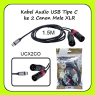 S-NET Audio Cable Type C To Canon XLR 1.5 M - Y Splitter Cable Usb-C to 2 Canon Male Audio Sound Car