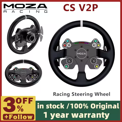 MOZA Racing CS V2P Steering Wheel with 13 Inch Standard Racing Rim With Aviation Grade Aluminum Allo