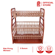 PACIFIC Rak Piring Plastik 3 Susun Monaco Dish Rack Dengan Nampan PAC-RPM-013