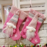 Christmas Stock Forest Old Man Socks Christmas Gift Bag Faceless Doll Decorations Pink Christmas Stocking