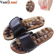 Massage Stone Shoes Acupressure Massage Slippers with Natural Stone Therapeutic Reflexology Sandals for Foot Acupoint Massage