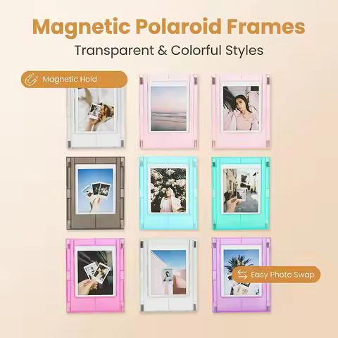 1Pc 3inch Transparent Colorful Magnetic Photo Frame, Children's Growth Commemorative Photo Frame, Cr