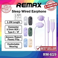 Remax RM-619 Wired Earphone Wired Headphone Sleep Earphone Silicon Calls Music Remax Earphone l Orig
