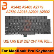 New Keyboard Macbook Pro 14" 16" A2442 A2485 A2779 A2780 A2918 A2991 A2992 US UK Thailand Spain Fren