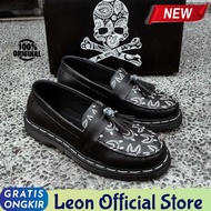 Docmart Men's Formal Loafers Black Skull Bape Slip On Casual Work Shoes Original Leon Skull X Bape