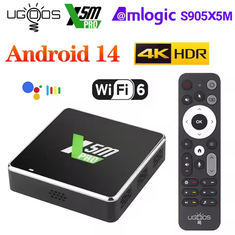 UGOOS X5M Pro Amlogic S905X5M Android 14 OS LPDDR4 Support Wifi6 1000M LAN 4K AV1 BT Google Voice Me