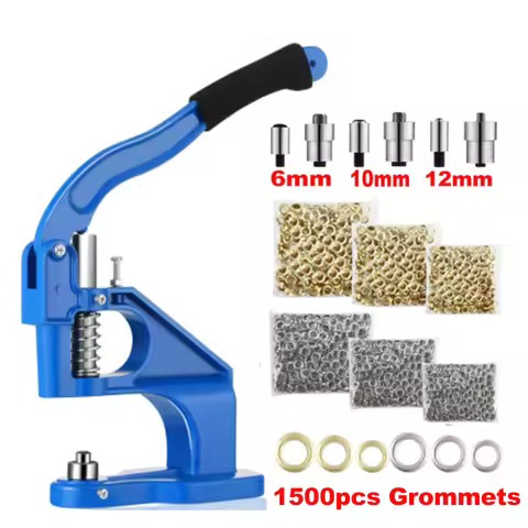 Manual Grommet Eyelet Machine DIY Hand Press Leathercraft Sewing Pressing Punch Tool with 6/10/12mm 