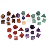 7Pcs Platonic Solid Sacred Stones Geometry Set Natural Crystals Reiki Healing Chakra Gemstones Lucky