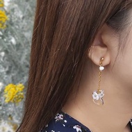 Aiyana 夢幻少女 白水晶粉水晶 天然珍珠 貝殼花 耳環- 耳針/耳夾
