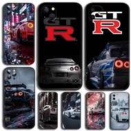 for iPhone 15 16 17 Plus Pro Max Air cool GTR R35 racing car zm.3 TPU Silicone Black Soft Case