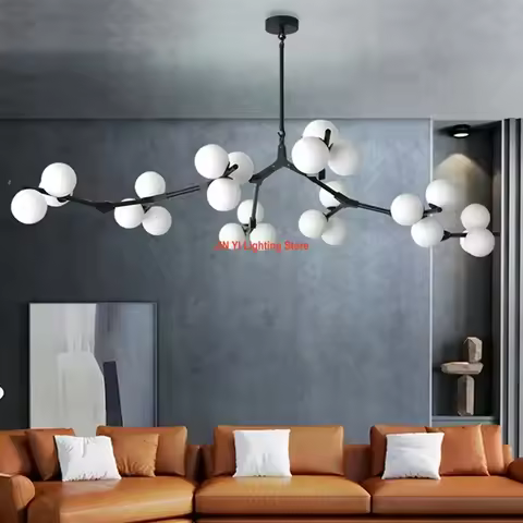 Magic BeansTree Branches Led Glass Balls Hanging Chandelier Living Room Decoration Dining Room Bedro