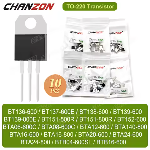 10Pcs TO220 Bta16 Bt136 Bta16-600B Bt139 Bt137 Bt151 Bta12 Bt138 Bta24 Btb16 Bt152 Bta20 Bta08 Bta12