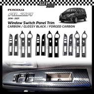 Perodua Alza 2014-2021 Window Switch Panel Trim Carbon Fiber Black Interior Accessories