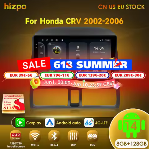Hizpo 2din Android Auto Radio For Honda CR-V 2 CRV 2002-2006 Car Multimedia 6115 Video Player Carpla